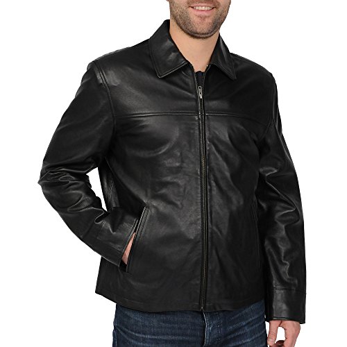 Image of Men's Big and Tall New Zealand Lambskin Leather Classic Open Bottom Jacket