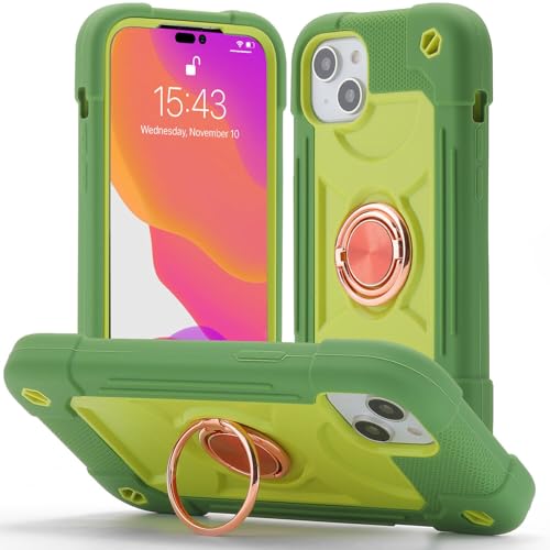 Coque iPhone 14 antichoc silicone souple et dos rigide vert