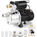 Moonshan 3/4 HP Water Pressure Booster Pump for Home 1050GPH Shallow Well Jet Pump with Pressure Tank Auto ON/OFF Stainless Steel Self-Priming System Pressure Switch for Whole House, Garden, Lawn