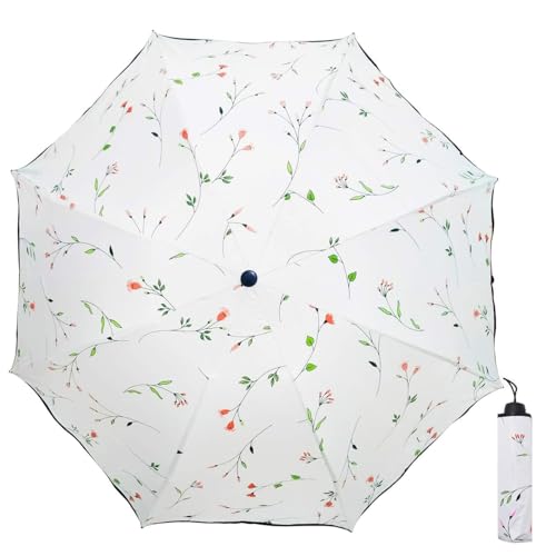 Maibar Parasol przeciwsłoneczny ochrona UV SPF 50 małe parasole kompaktowy UV upf 50 mini parasol kwiat składany dla kobiet (beżowy)
