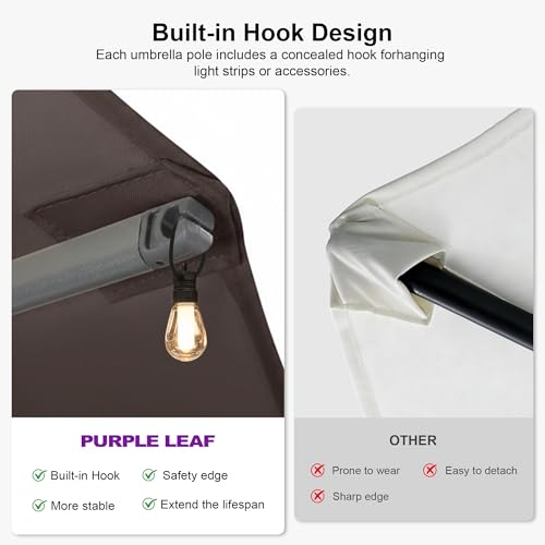 Image of PURPLE LEAF Outdoor Umbrella 15ft with Base UV Resistant, Light Grey