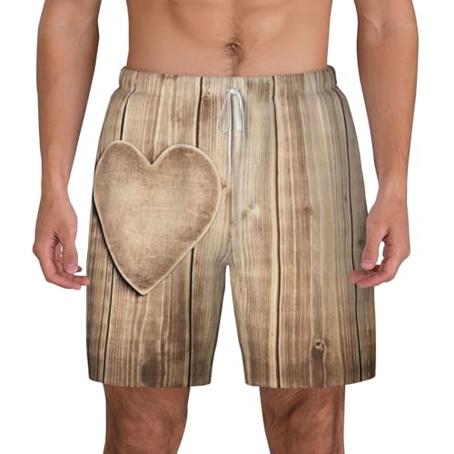 Short de bain homme à séchage rapide double couche à motif cœur