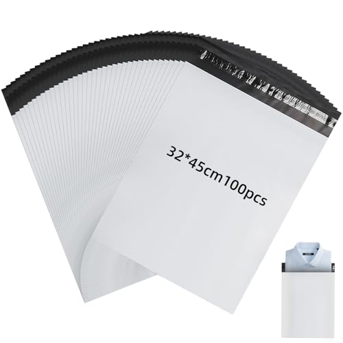 100 Piezas Bolsas Envio de Plástico - bolsa plastico - Sobres para Envios Embalaje - Autoadhesivas paquetes para Enviar Ropa, Calzado, Accesorios, etc(12.6x17.7inch / 32×45cm)