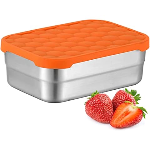 AORAKI Stainless Steel Containers with Lids, Lunch Box Container with Leak Resistant Silicone Lid, Food Storage Bento Box for Snacks, Sandwiches, Fruits, Vegetables, 25oz Cover