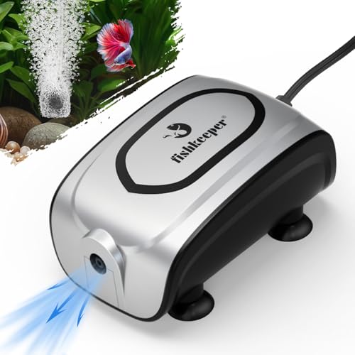 fishkeeper Pompe à air silencieuse pour aquarium, 3W 180 L/H Mini pompe à oxygène pour aquarium, puissant diffuseur d'air Ensemble complet d'accessoires pour aquarium avec pierre à air pour aquariums