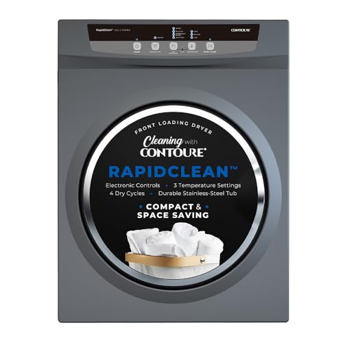 Image of CONTOURE 24 inch Stackable Electric Dryer, Titanium - Compact Front Load, 13.2 lb Capacity, 120V, Stainless Steel Drum, Digital Controls, RV & Small Space Compatible