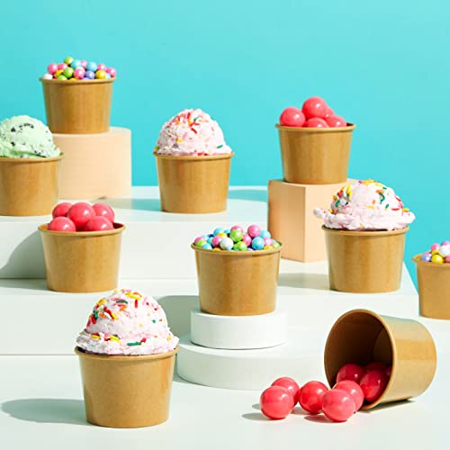 Juvale 50 Pack Brown Paper Ice Cream Cups, Disposable Dessert Bowls For Sundae Bar, Frozen Yogurt (5 Oz) #TOP1