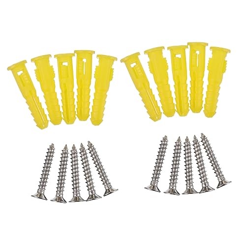 STOBAZA 100pcs Yellow Expansion Tube Screw Drywall Anchors Self-Tapping Flat Head Stainless Steel for Anchor Drywall Screws and