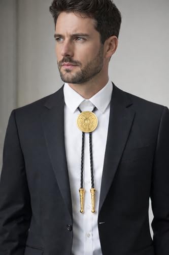 Image of GelConnie Floral Bolo Tie for Men Womens Bolo Tie Necklace Native American Black Men's Bolo Ties Western Cowboy Bolero Ties
