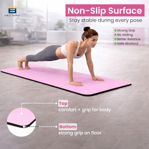 Image of Btag Premium TPE Yoga Mat for Women & Men | Anti-Slip Exercise & Gym Mat for Home Workouts | Lightweight & Durable | 6 mm (Pink)