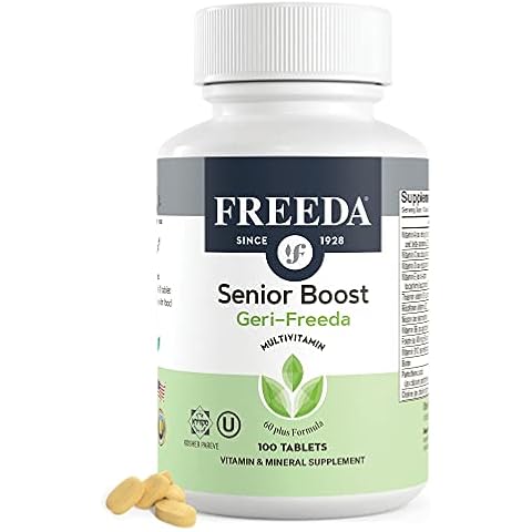 Freeda Senior Multivitamin - Kosher Vitamins for Men & Women 60 and Over - One Daily Coated Tablet - Women’s & Men’s Vitamins Multivitamin 60 Plus - Vitamins for Women Over 60 Plus Elderly (100 Count) Cover