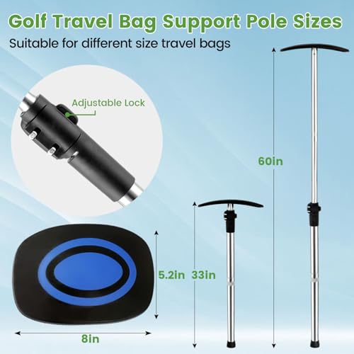 Greeily Golf Travel Bag Support Rod, 33"-60" Golf Club Travel Protector Stick Telescopic Adjustable Airlines Stiff Arm Club Protector Stainless Steel Pole - image 2