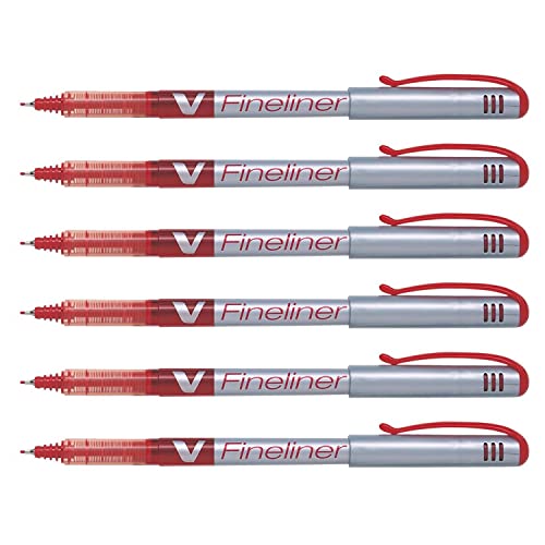 PILOT Lot de 6 Feutres V-Fineliner pour la Correction et le Bureau