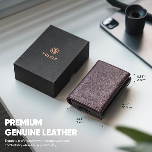 Image of VULKIT Pop up Wallet Minimalist Cash Wallets RFID Blocking Leather Smart Credit Card Holder with Magnetic Closure for Men