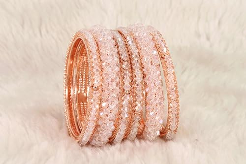 Image of NMII Stylish Pearls Alloy Metal Kada Bangles Set For Women and Girls | Fancy Metal Bangles | Trendy Design Bangles For Girls | Wedding, Party, Shadi Fashion Jewellery-Set of 6 Bangles
