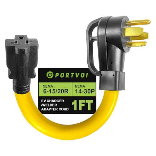 Portvoi NEMA 14-30P to 6-20/15R & 5-20/15R �h���C���[�A�_�v�^�[�R�[�h 30�A���y�A EV�[�d�� 20/15�A���y�A 250V ���ϋv STW 10AWG 1�t�B�[�g