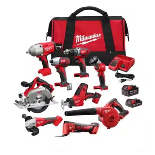 MILWAUKEE M18 18-Volt Lithium-Ion Cordless 9-Tool Combo Kit with 3 4.0 Ah Batteries, Charger and Tool Bag