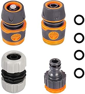 Onarway 4 Pack Plastic Garden Hose Fitting Set Pipe Tap Connector Kit, a 1/2" Hose End Adapter, a Water-stop Connector, a 1/2"&3/4" 2 in 1 Faucet Adapter, a Repair Connector, for PVC 1/2" DN15 Hose
