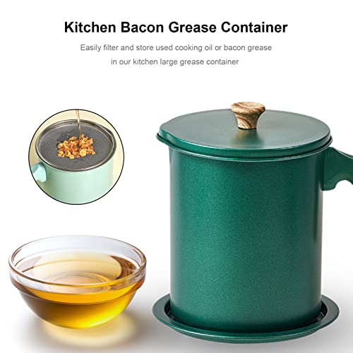 Miniatura 5 de Woyufen Aceite Cocina 1,4 L, Recipiente Grasa Tocino Acero Inoxidable Con Colador Malla - Lata Aceite Cocina Para Aceite Cocina Usado, Grasa Y Aceite Para Freír
