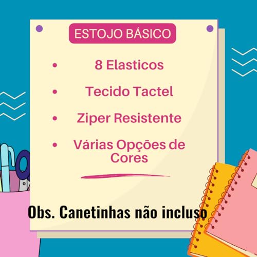Estojo Escolar Feminino Masculino Espaçoso com Ziper Resistente Papelaria Fofa Infantil Lápis Aponta