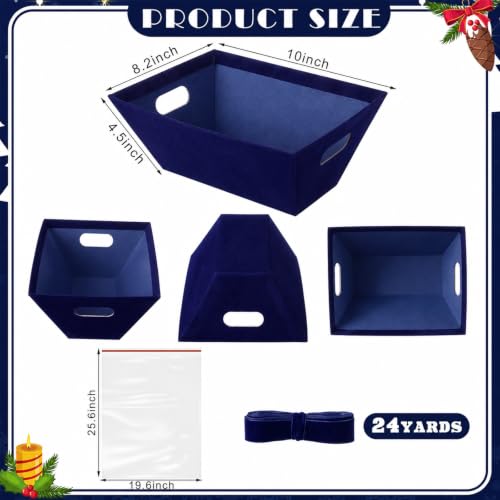 Kolldenn 24 Pcs Velvet Navy Blue Christmas Empty Gift Basket Bulk - Image 2