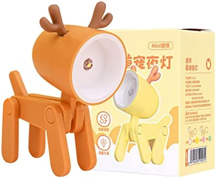 Usper Mini LED Desk Lamp Cute Small Phone Holder, Dog Dinosaur Deer Rabbit Shape Night Light Adjustable Phone Stand, Portable Foldable Reading Table Night Lamp Cartoon Pet for Kids Students