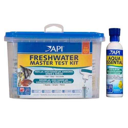 API Aquarium Test Strips & Water Treatment Bundle Aqua Essential + Test Kit