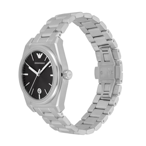 Emporio Armani Watch for Men, Quarz-Dreizeigerwerk und 41mm Gehäusegröße mit Edelstahlarmband – Ansicht 3