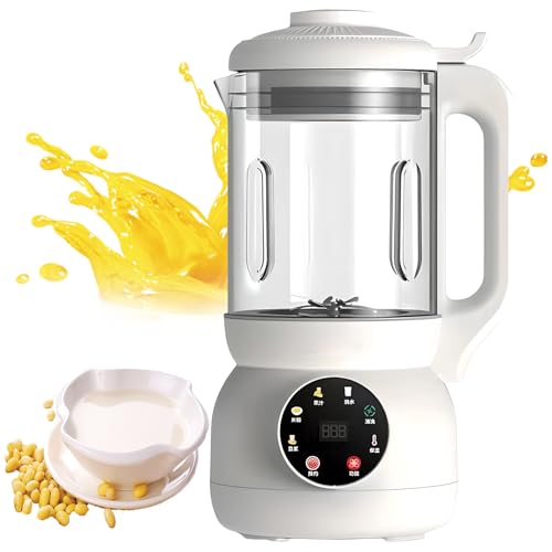 Fabricante de leche de nuez vegano: máquina de leche de soja y avena de 1L 1L con prensa y calor en frío, jarra de vidrio, autolimpiente, licuadora 7 en 1 para batidos a base de plantas, bebidas
