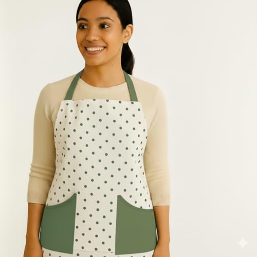 Image of 100% Cotton Unisex Apron - Adjustable Neck Straps, Vibrant Print, Reinforced Stitching, Multipurpose& Deep Pocket - for Cooking, Catering, Gardening, Painting-Printed Aprons