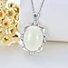 JKR Oval Jade Necklace Sterling Silver Jade Pendant Necklace Jewelry Birthday Mother's Day Gifts for Mom Women Her Wife Girls