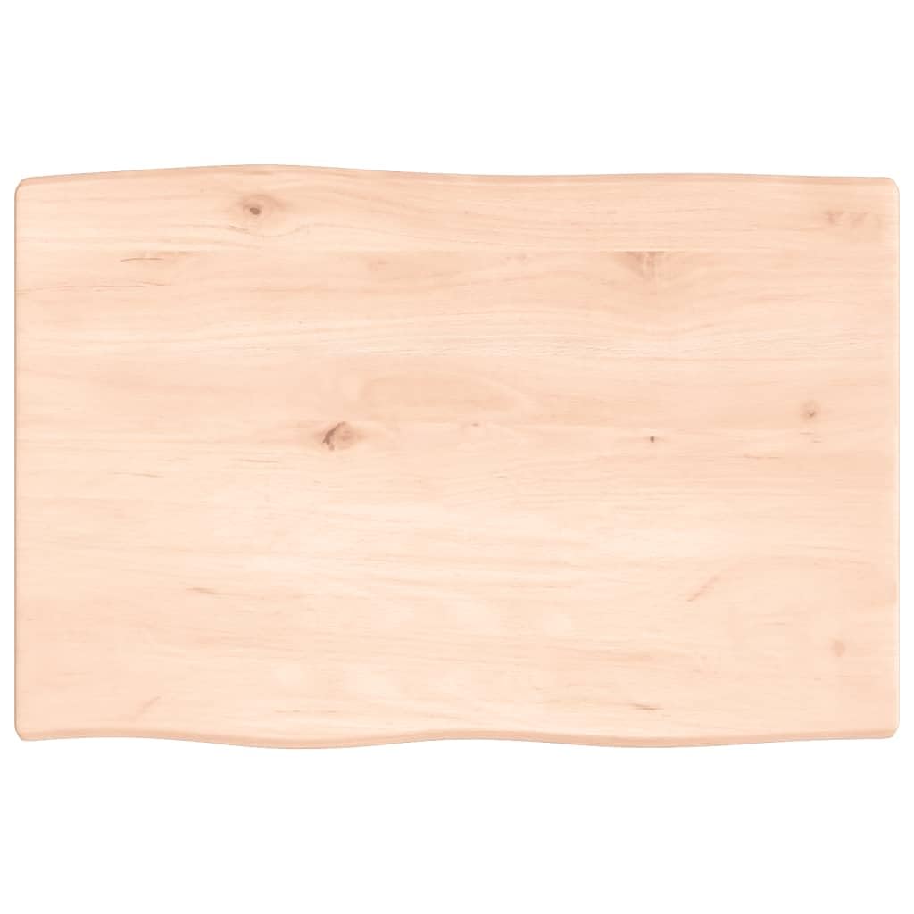vidaXL Tischplatte – Massivholz Eiche unbehandelt, handgefertigt mit Baumkante, 60x40x2 cm