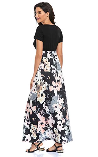 Lacavocor Womens Short Sleeve Maxi Dresses Empire Waist Long Dress - Image 3