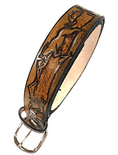 Western Leather Belt Horse Design Handmade Brown Size 30-52