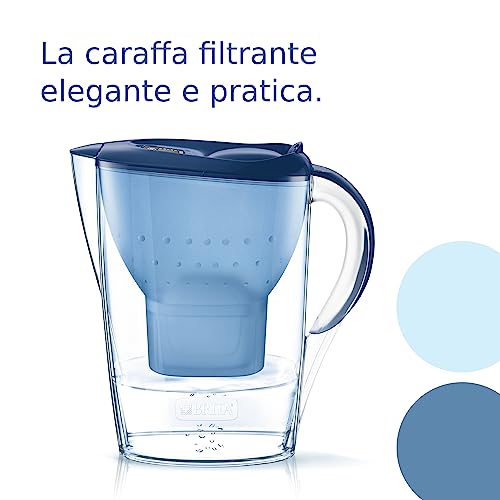 BRITA Marella Blue Water Filter Jug (2.4L) incl. 3 x Brita MAXTRA PRO All-in-1 Filters that Reduces Chlorine, Limestone, PFAS and Metals - Elegance and Functionality