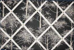Large Laura Ashley Silver Birch Hand Crafted Fabric Notice/Pin/Memo Board