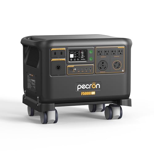 PECRON F5000LFP Power Station, 5120Wh Solar Generator with 7200W AC Output, 6400W Solar Input, 120V/240V Dual Voltage, Expandable to 35.8kWh, Essential LiFePO4 Battery for Emergency, Home Use, RV