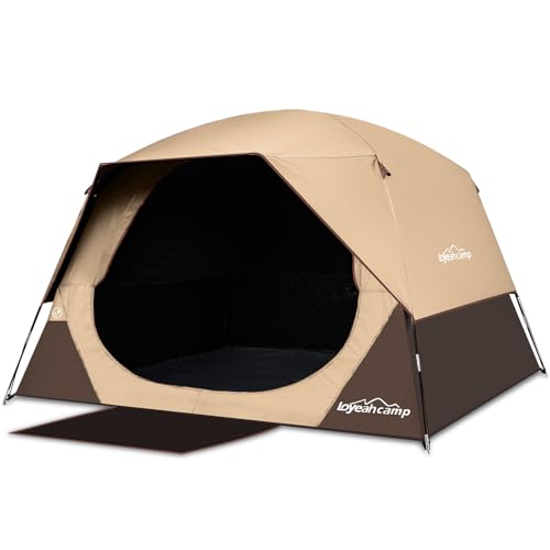 LOYEAHCAMP 4 Person Blackout Camping Tent, Easy Setup Waterproof Family Dome Tent for Camping with...