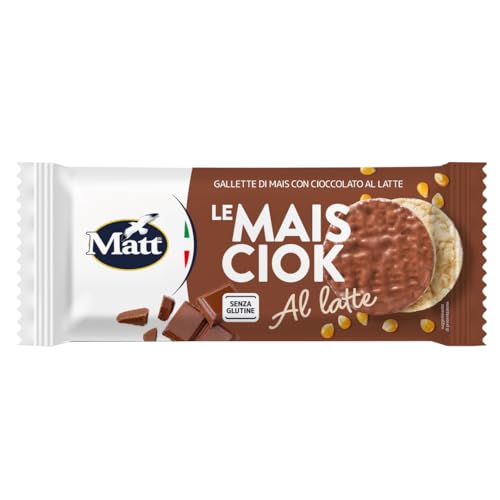 Matt, Le Mais Ciok al Latte, Gallette Mais con Cioccolato al Latte, Senza Lievito, Senza Glutine, Snack Stuzzicante e Alternativo, Confezione da 100 g