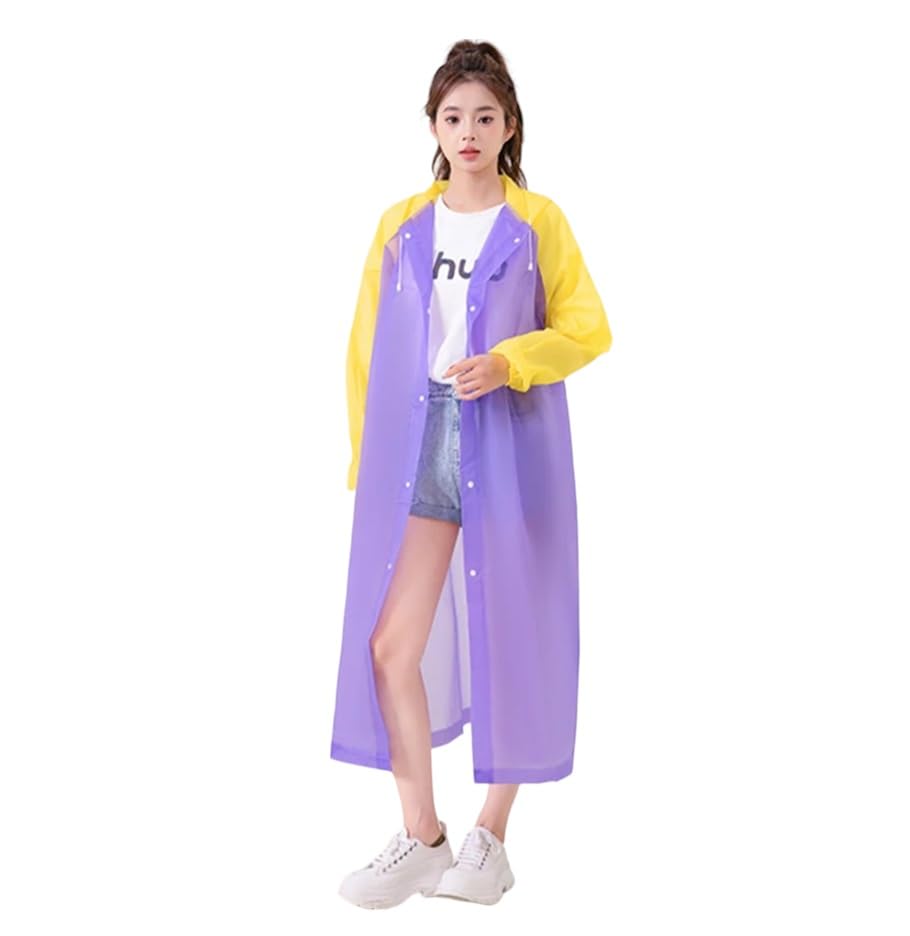 By Visions India Women EVA Waterproof Rain Coat Hooded Outdoor Water Resistant Portable Raincoat Suit for Unisex EVA Rain Coat (Free Size)-image-25