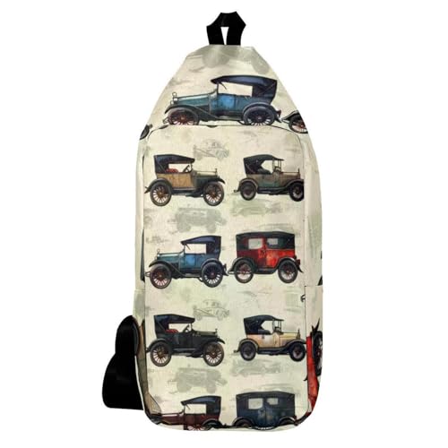 Sac à dos à bandoulière vintage voitures pour homme et femme multicolore 16x36cm