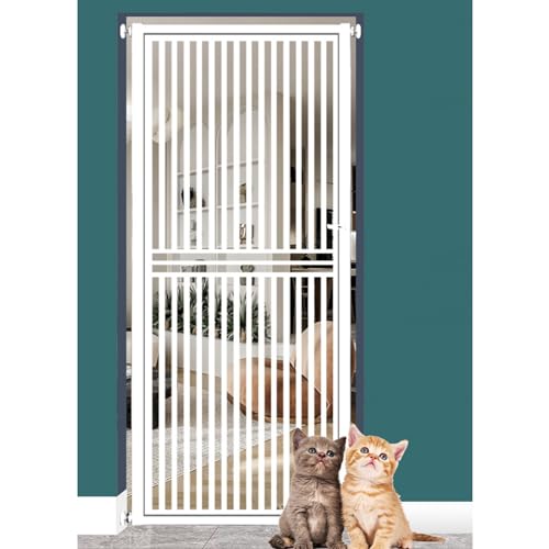 Barrera Alta para Gatos para Puertas, Barrera de Seguridad Personalizable para Perros en hogares con Varias Mascotas, Instalación sin taladrar(44x90in(112x229cm))