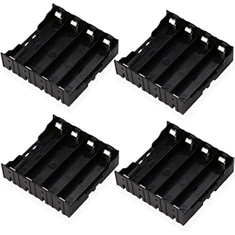 18650 Battery Case Holder, 4 Pcs 4 Slots x 3.7V DIY Battery Storage Box, in Parallel Black Plastic Batteries Case with Pin for Soldering 4 x 18650, by Ltvystore Cover