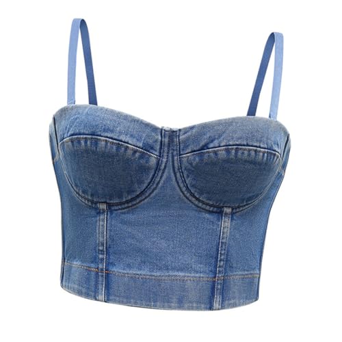 Women's Denim Vest Denim Camisole Loose Fitting Tank Tops for Women Lace Tank Tops for Women Female