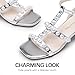 DREAM PAIRS Girls Sandals Ankle Strap T-Strap Low Heel Pearl Flower Pump Dress Wedding Party Square Toe Shoes for Little Kid/Big Kid,Size 13 Little Kid,Silver,KKUMHS2506