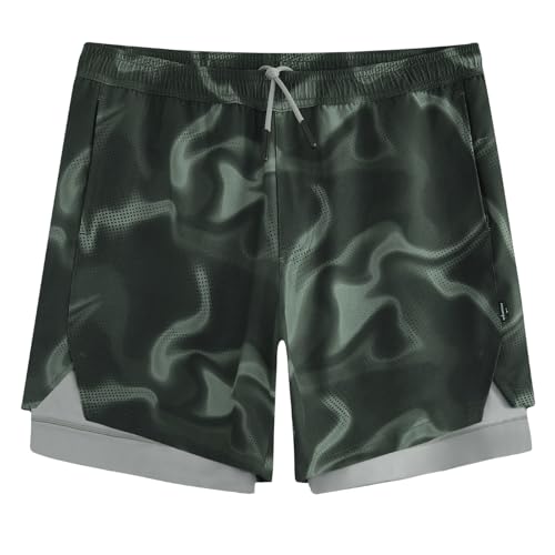 Image of maamgic Mens Workout Shorts 2 in 1 Stretch 5 inch / 7 inch Gym Shorts Running Shorts with Compression Liner Zip Pocket