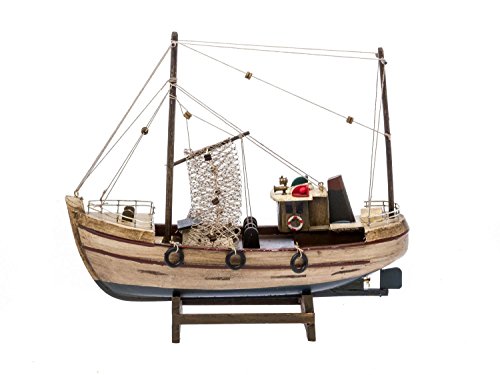 Preisvergleich Produktbild aubaho Kutter Fischerboot Fischkutter Holzschiff Schiff Boot Schiffsmodell 30cm Modell