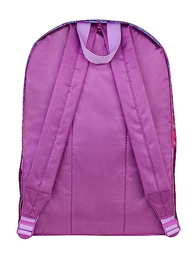 Undercover Rainbow High Backpack with Padded Height Adjustable Straps, Padded Back, Front Zip Pocket. Satin and Glitter PVC, Gold Zip Pull. Purple, purple, purple2