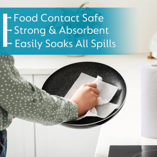 Image of Softouch Kitchen Towel Paper Roll - 2 Ply Tissue Paper Roll, 390 Pulls, 6 Rolls x 65 Sheets, Soft & Absorbent Virgin Cellulose Towels for Kitchen Cleaning