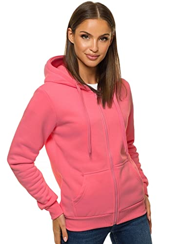 Damen Hoodie Mit Brustkrebs-Schleife - Rosa Kapuzenpullover Mit Reißverschluss
